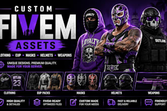 design you custom fivem clothing, eup packs, and wrest helmet mask and weapons