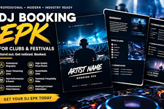 design a premium dj booking epk for clubs and festivals