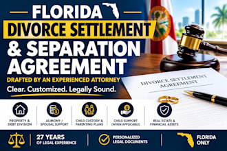 draft your florida divorce settlement and separation agreement
