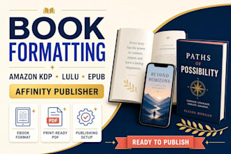 amazon kdp book, ebook upload lulu book publishing formatting affinity publisher