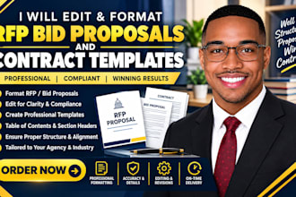 edit and format rfp bid proposals and create contract templates