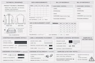 create factory ready tech pack for apparel and accessories
