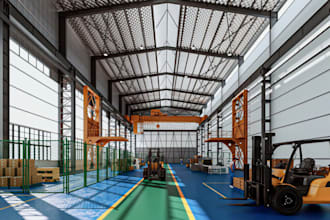 optimize warehouse layout for storage, loading dock layout,factory cgi rendering