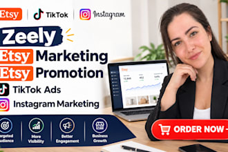 zeely ai ads, etsy marketing, etsy promotion, tiktok ads, instagram marketing