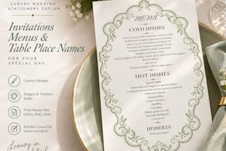 design luxurious wedding invitation card, menu or table place names for wedding