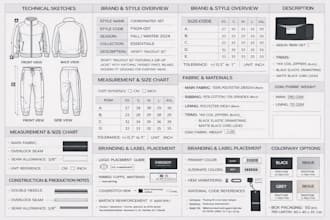 create tech pack for clothing line and fashion brand production