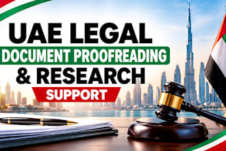 provide uae legal document proofreading and legal research support