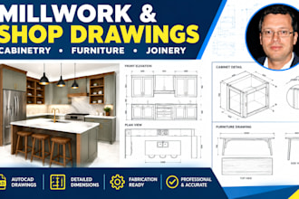 create professional millwork shop drawings, cabinetry, and furniture drawings