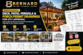 create deck permit drawings, patio, pergola and porch plans