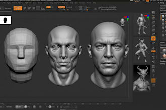 create character design, 3d sculpture, 3d bust and head sculpt for 3d printing