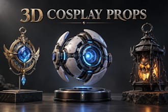 create cosplay props 3d weapons printable models and custom stl files for print
