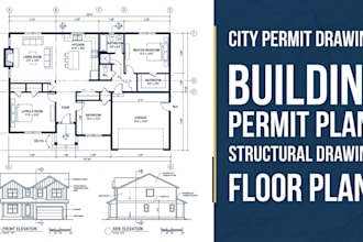 draw city permit building plans set and structural drawing for permit approval