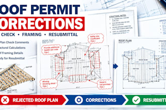 resolve roof permit corrections and structural plan check comments