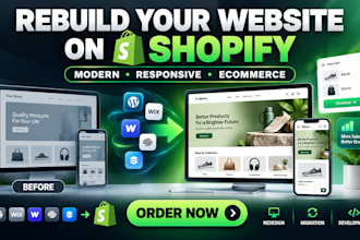 clone webflow wix godaddy website migrate to shopify with full store design