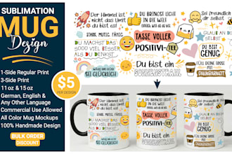 design custom sublimation mug designs in german, english or any language