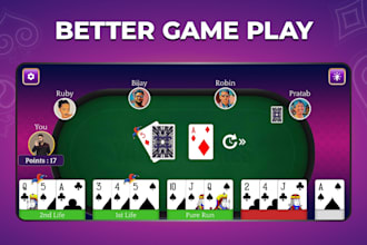 develop poker, rummy, solitaire, blackjack, card games, multiplayer mobile game