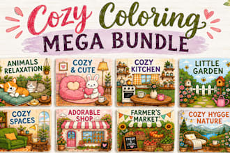 provide you kawaii cozy coloring book pages for amazon kdp or etsy