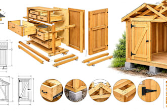 create detailed woodworking plans and custom furniture technical drawings