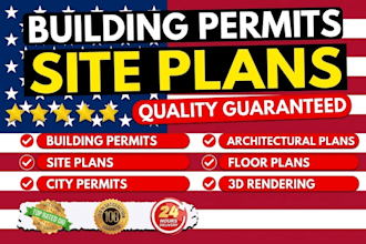 draw building permit site plans and full city permit drawings set as architect
