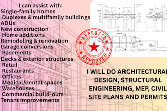 do architectural design structural engineering mep civil site plans permits