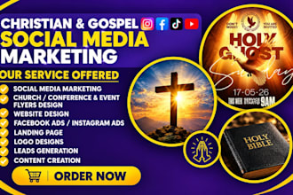 christian, gospel social media marketing manager nonprofit flyer ministry church