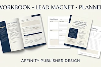 design affinity publisher workbooks, lead magnets, planners and PDF layouts