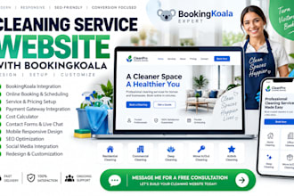 design a professional cleaning service website with koala booking
