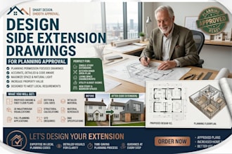 draw  side return extension plans wrap additions, garage for planning permission