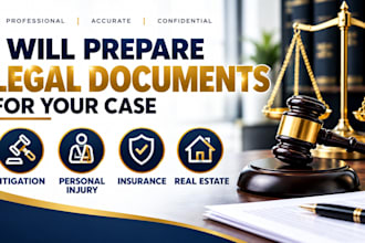 prepare legal documents for litigation, personal injury, insurance, real estate