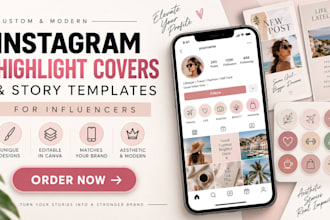 design instagram highlight covers and story templates for influencers on canva
