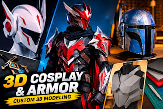 design 3d wearable cosplay model, anime props amor, 3d helmet model 3d printing