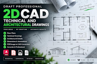 draft professional 2d cad technical and architectural drawings
