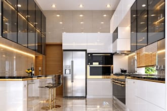design modern photorealistic 3d kitchen and living room interiors