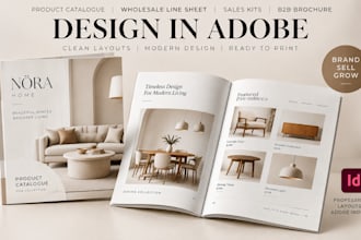 design product catalogue wholesale line sheet sales kits b2b brochure in adobe