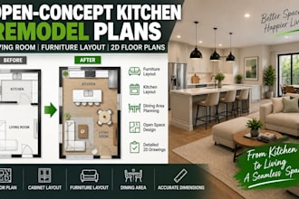design open concept kitchen remodel plans, living room layout, furniture layout