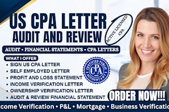 do US financial statement, CPA notary letter profit loss, audit financial report