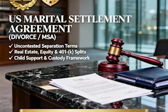 draft an uncontested US marital settlement or divorce agreement