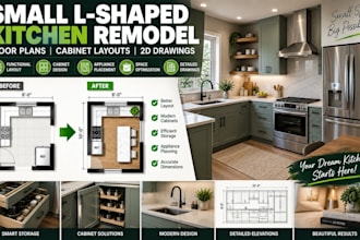 create small l shaped kitchen remodel drawings, floor plans, cabinet layouts