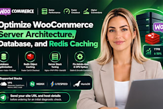 optimize woocommerce server architecture, database, and redis caching