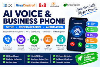 setup 3cx ringcentral 8x8 asterisk ai voice grasshopper phone system