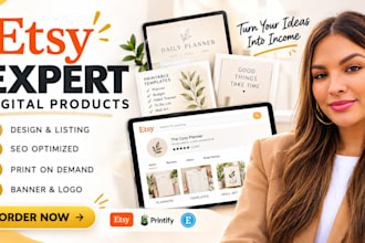 design etsy digital product etsy SEO listing for etsy shop setup with etsy pod