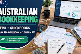 australian xero quickbooks bookkeeping, bank reconciliation, cleanup, bas