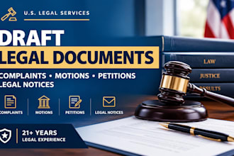 draft US legal complaints, motions, petitions and legal notices