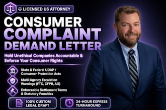 draft a legal consumer complaint demand letter as a lawyer