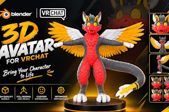 create 3d custom vrchat avatar, vrc avatar, vr chat avatar, furry avatar, nsfw