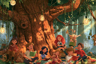 children story book illustration, children story book