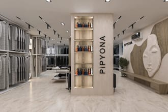 redesign functional retail store interior with product display, shop cgi  render