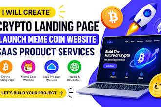 create crypto landing page launch meme coin website saas product services