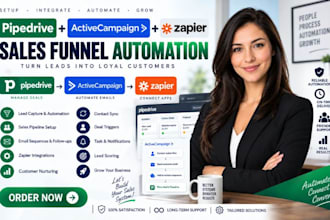 setup pipedrive CRM activecampaign zapier sales funnel emailnurturing automation