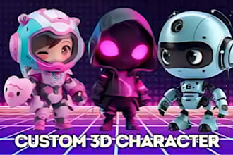 create cute chibi 3d character modeling and stylized rendering